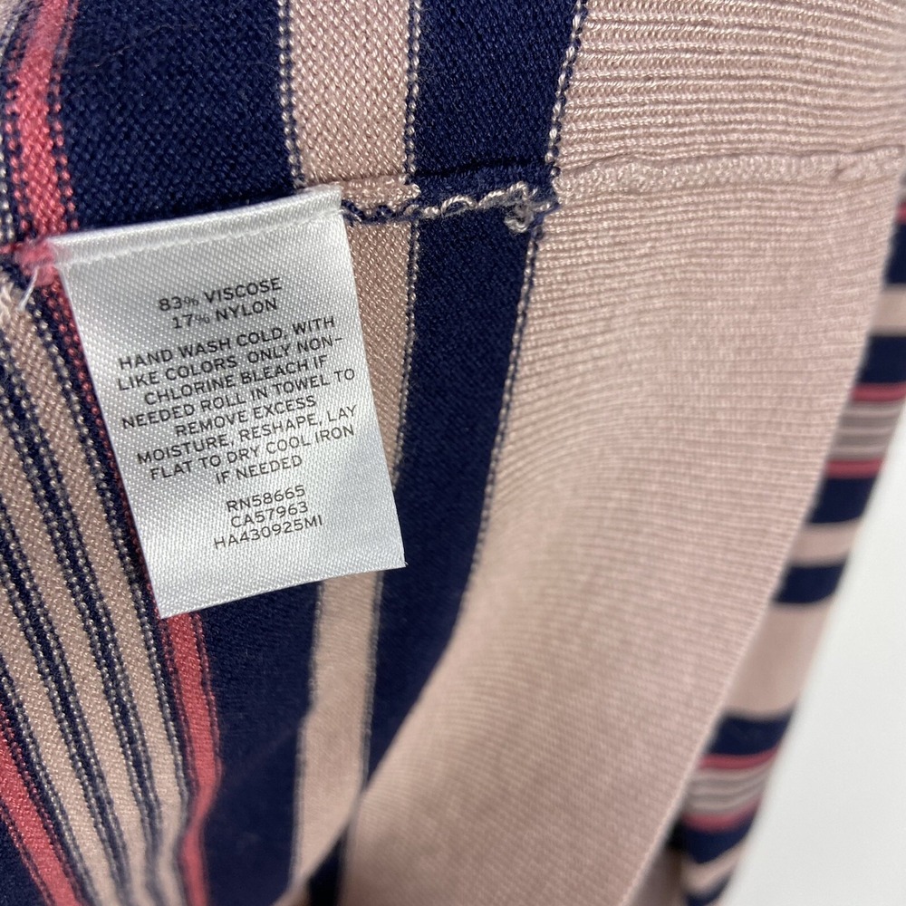 Halogen Nordstrom women cardigan size M stripes cotton long sleeve pink Office - Picture 5 of 7
